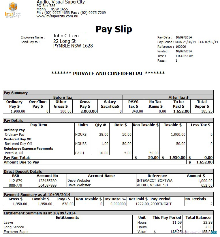 Download AUSTRALIA AUDIO Visual SuperCity payslip in Word and PDF formats Photoshop template
